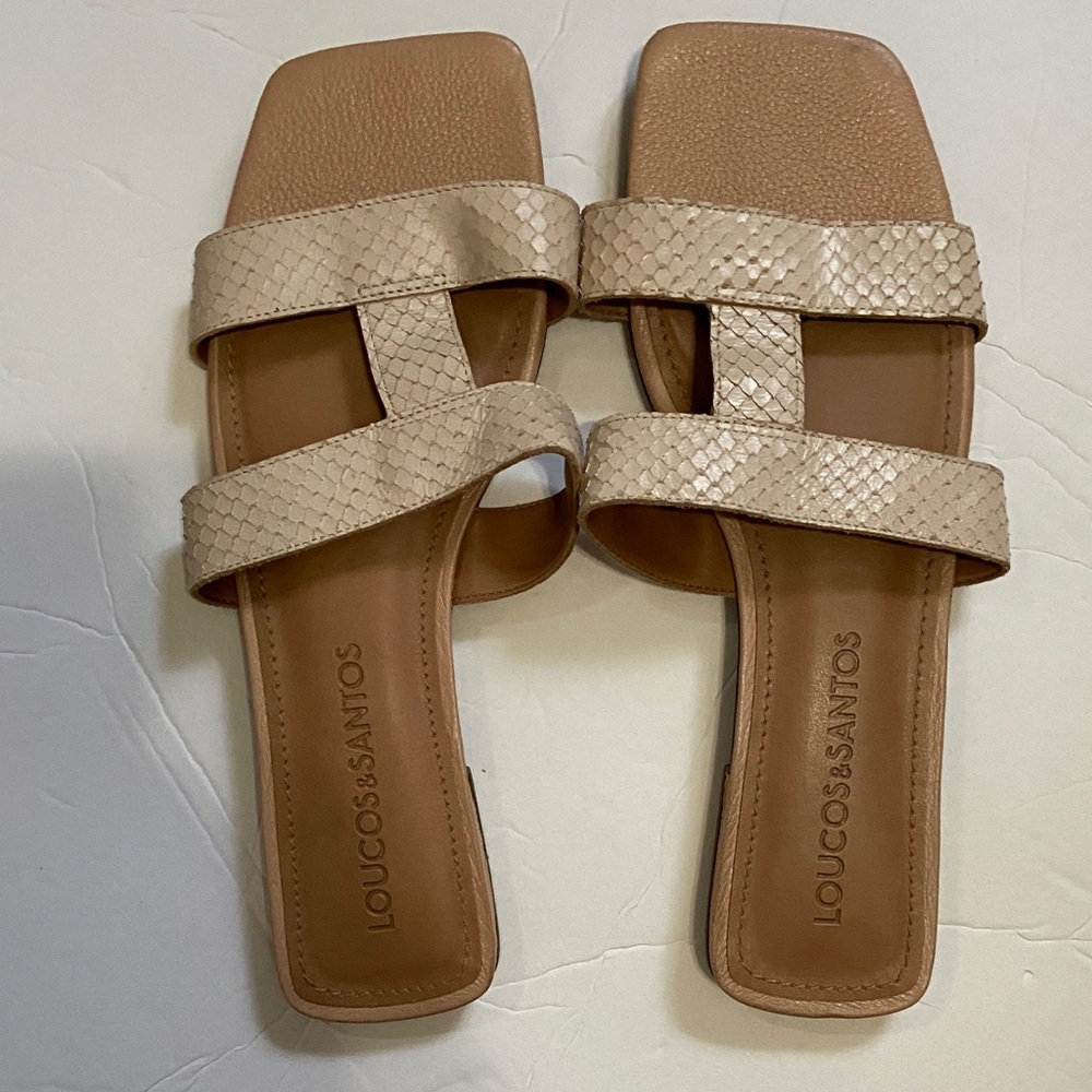 Beige Double Strap Sandals